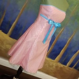Pink & blue strapless Vintage Party, Prom Dress. Lengrh to knees